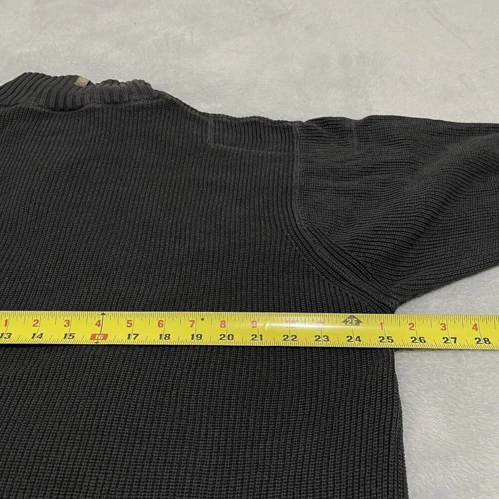 Columbia Sweater Men XL Gray Green Rib Knit Heavyweight 1/4 Zip Faded Distressed